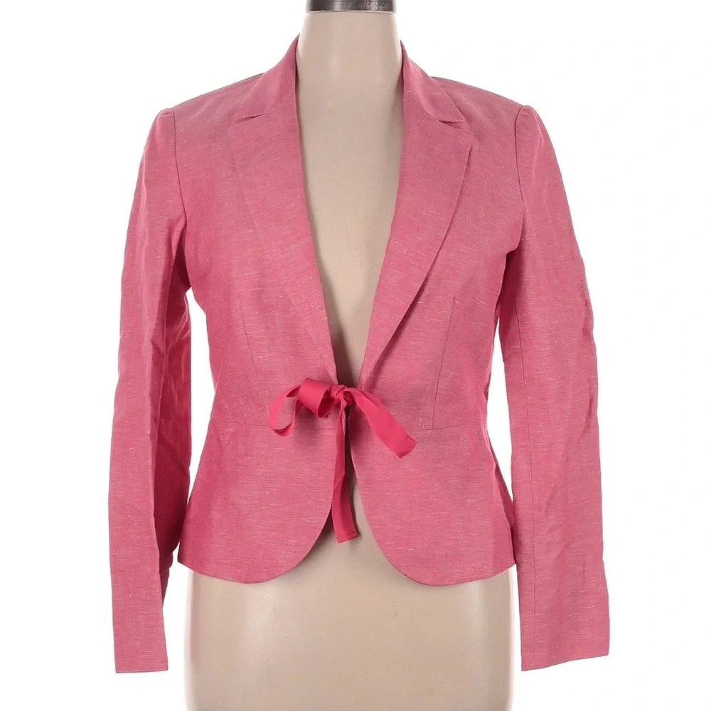 Vibrant Pink Blazer with Bow Tie Waist - Picture 1 of 3